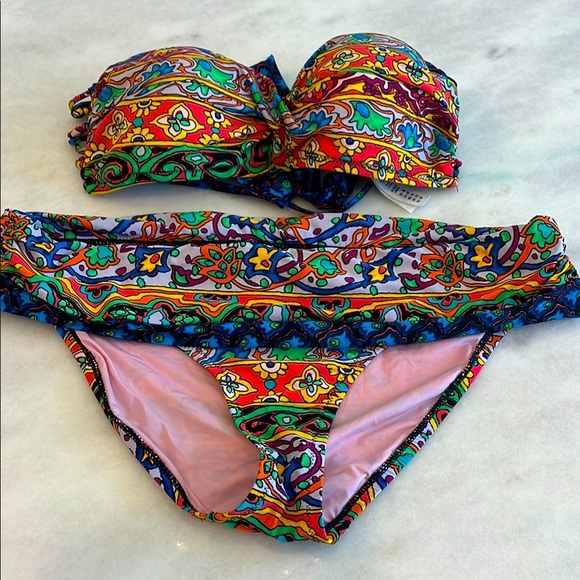 Nanette Lapore Women Bikini Size Medium (8-10) Multi Color Bandeau Swim … - Picture 2 of 8